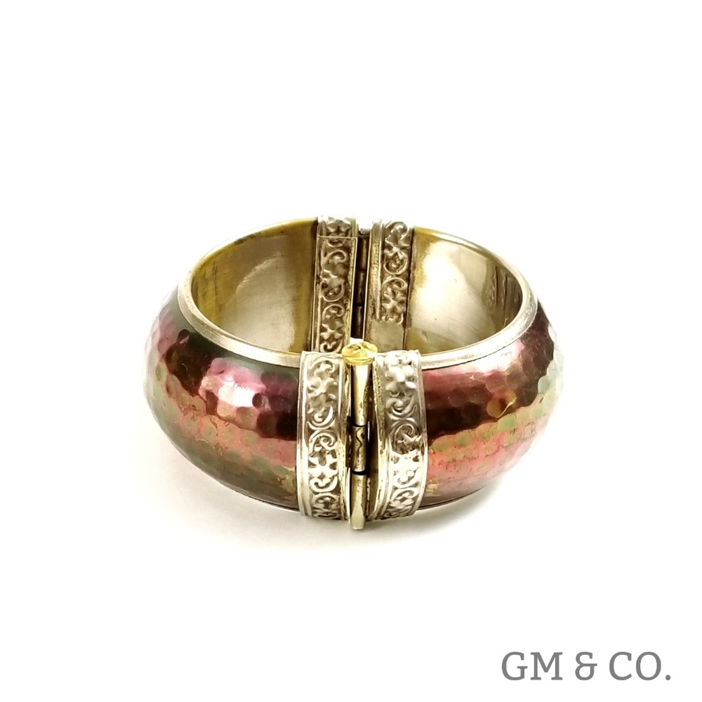 Pewter & Copper Bangle Bracelet - Picture 2 of 6